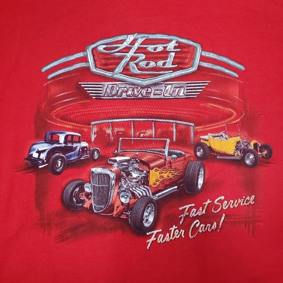 HOT ROD DRIVE IN RED T SHIRT SIZE XL - Picture 3 of 6